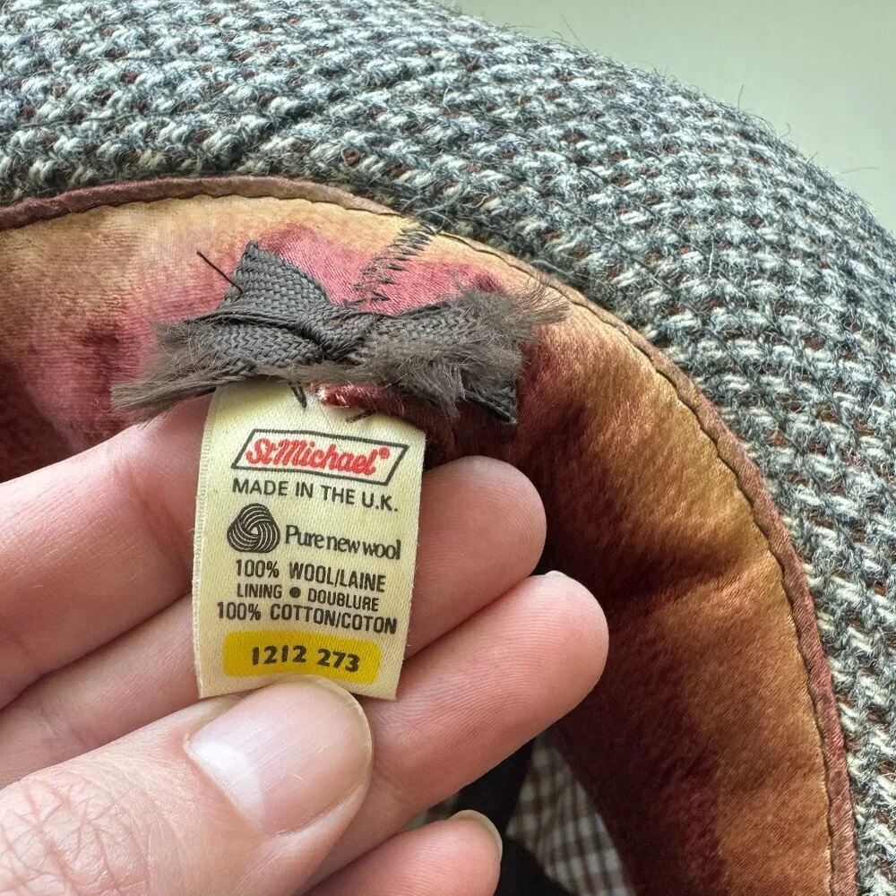 St Michael Vintage Trilby Hat Unisex Size 6 3/4 55cm Brown Tweed Multicolor